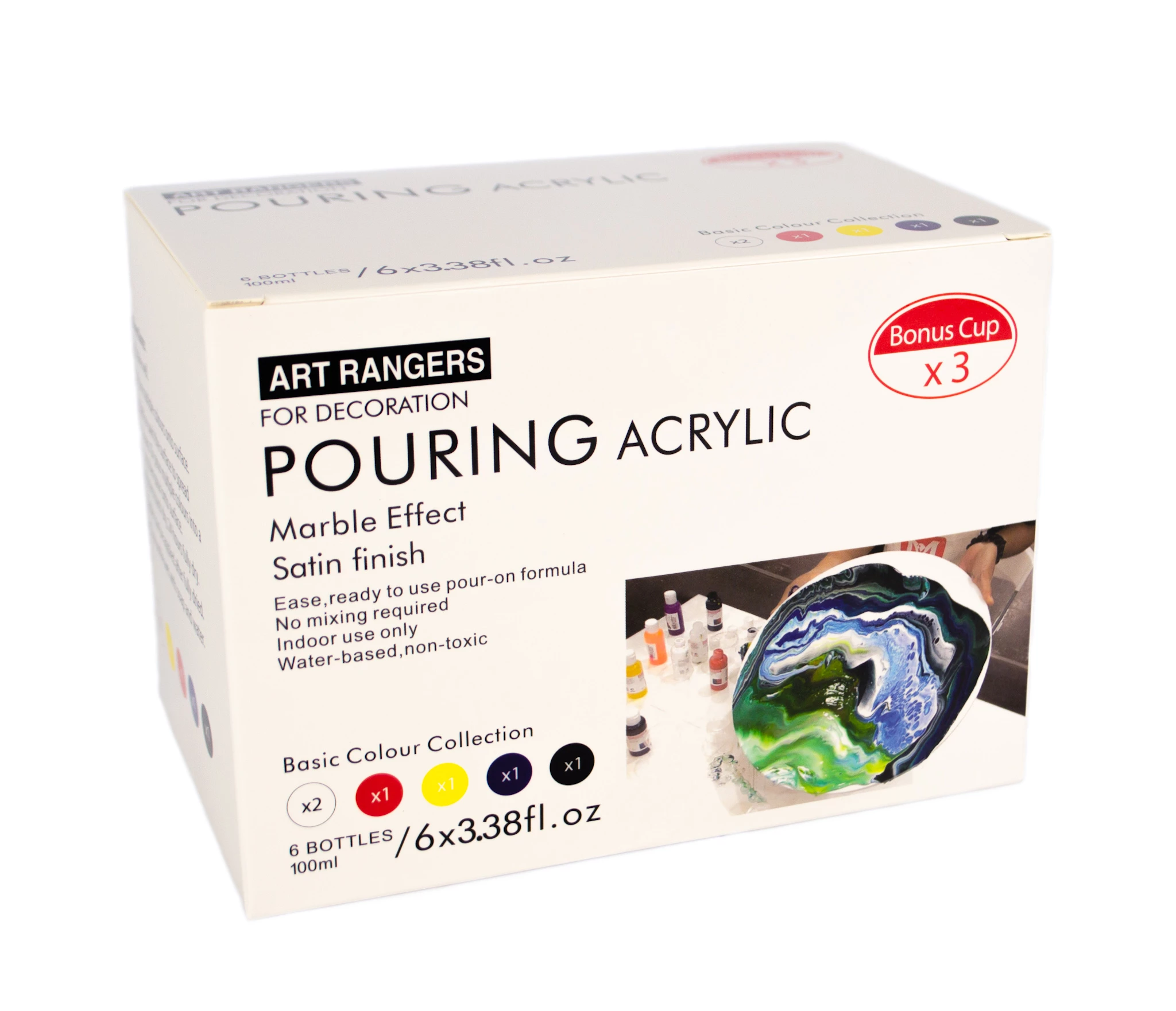 ART RANGERS POURING ACRYLIC ZESTAW 6 x 100 ml PODSTAWOWE