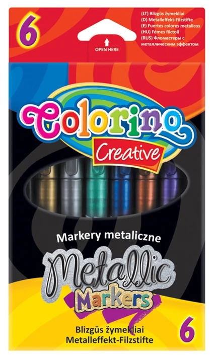 COLORINO Flamastry metaliczne 6 kolorów