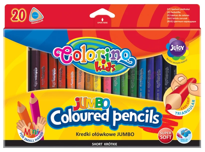 COLORINO - Kredki ołówkowe trójkątne Jumbo Mini 20 kolorów