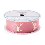 DP CRAFT TASIEMKA 25mm x 5m FROSTY PINK JELEŃ