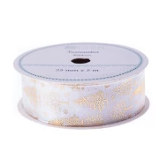 DP CRAFT TASIEMKA 25mm x 5m WHITE CHRISTMAS CHOINKI