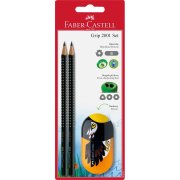 FABER CASTELL 2 ołówki grip + temperówka z gumką Animal
