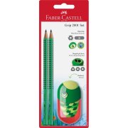 FABER CASTELL 2 ołówki grip + temperówka z gumką Animal