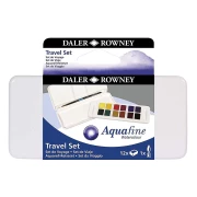 DALER-ROWNEY FARBY AKWARELOWE AQUAFINE TRAVEL zestaw 12 półkostek + pędzel