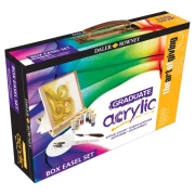 GRADUATE ACRYLIC BOX SET - zestaw farb akrylowych 6x38ml + akcesoria w drewnianej kasecie