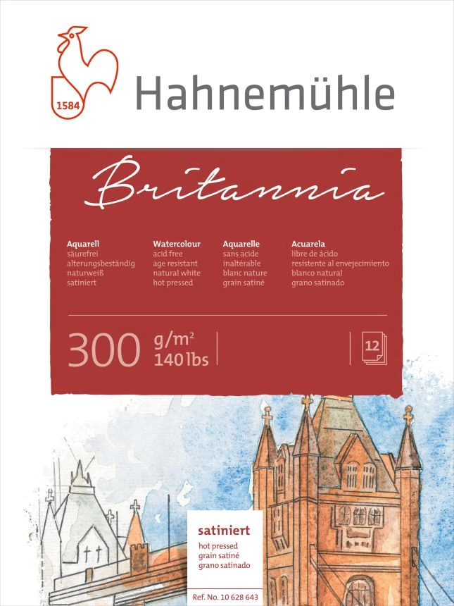 HAHNEMUHLE BRITANNIA Blok do akwareli 300g 17x24 cm, 12 ark.