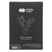 HAPPY COLOR SZKICOWNIK NA SPIRALI CZARNY PAPIER A4, 20 ARK. 220G