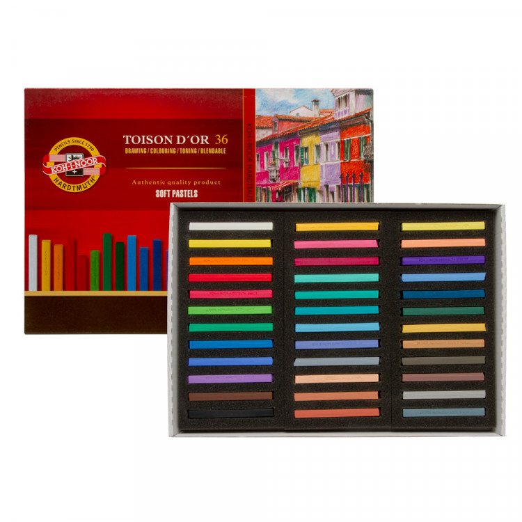 KohINoor TOISON D'OR Pastele suche kwadratowe 36 SOFT PASTELS