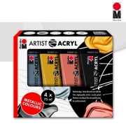 MARABU ARTIST ACRYL 4X75ML METAL