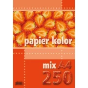 KRESKA Papier kolor A4 80g mix kol. fluo 250 arkuszy
