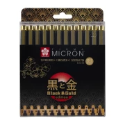 Pigma Micron - Black & Gold Edition - Set of 10 pens & 1 brush pen & 1 PN