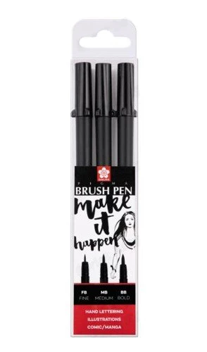 SAKURA PIGMA BRUSH PEN SET 3 SZT