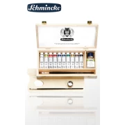 SCHMINCKE AKADEMIE OIL 10 X 20 ML - KOMPLET FARB OLEJNYCH W DREWNIANEJ KASECIE Z AKCESORIAMI