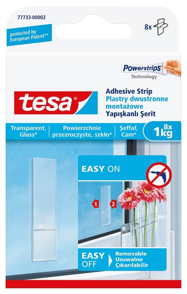 TESA Powerstrips Transparent 1 kg, 8 szt