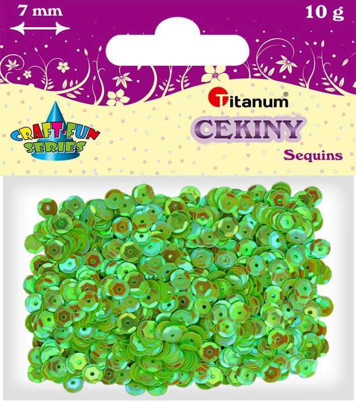 TITANUM Cekiny 7mm, 10g - tęczowe zielone