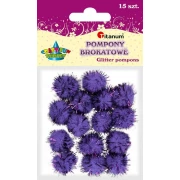 TITANUM Pompony brokatowe 1,8 cm - fioletowe 15 sztuk