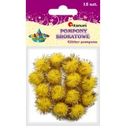 TITANUM Pompony brokatowe 1,8 cm - żółte 15 sztuk