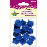 TITANUM POMPONY BROKATOWE 18 MM NIEBIESKIE