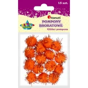 TITANUM POMPONY BROKATOWE 18MM POMARAŃCZOWE, 15 SZTUK