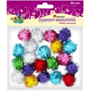 TITANUM POMPONY brokatowe 2,5 cm mix kolor. 20 szt