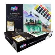 ZIELER HALF PAN WATERCOLOUR SET 24